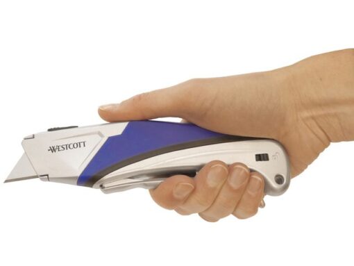 Snijmes Westcott Safety 18mm met tanggreep en blad vol      autom  intrekbaar