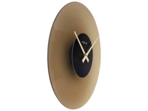 Stille wandklok - 40cm - Mat bruin - Glas - NeXtime "Float"