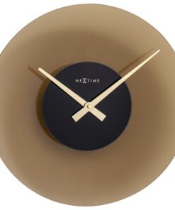 Stille wandklok - 40cm - Mat bruin - Glas - NeXtime "Float"