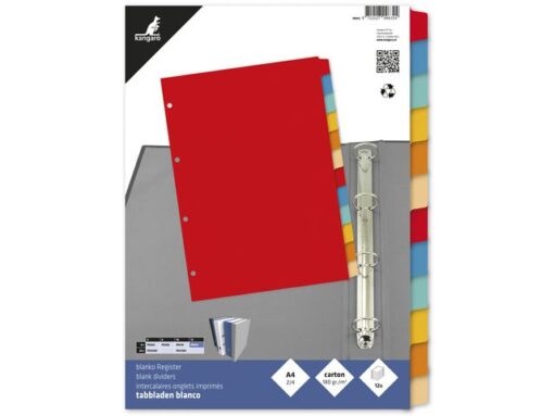 Kangaro KTC Tabblad Kangaro A4 blanco karton 180 grams assorti 4-gaats  12-delig