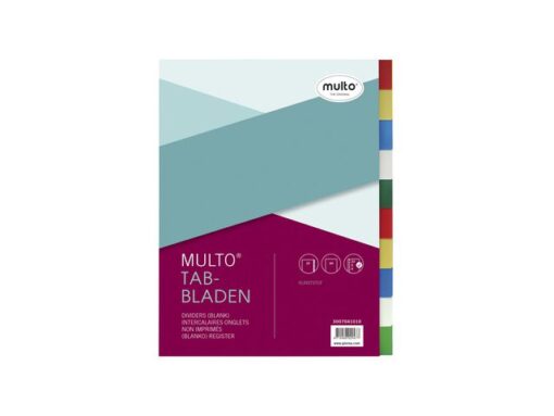 Tabblad Multo A4 23r blanco PP 120 micron 10 delig assorti  kleuren
