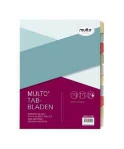 Tabblad Multo A4 23r blanco gerecycled karton 160 grams 10  delig assorti kleuren