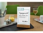 Tafelstandaard Sigel A5 eiken voet glashelder acryl 1.5mm