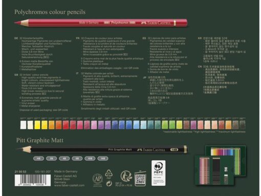 Tekenset Faber-Castell Polychromos en Pitt Grafiet Mat      40-delig