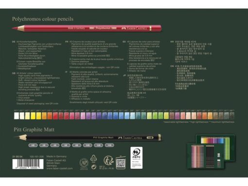 Tekenset Faber-Castell Polychromos en Pitt Grafiet Mat      50-delig