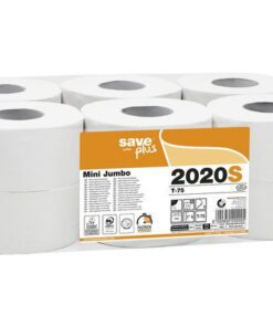 Toiletpapier Celtex Save Mini Jumbo 2-laags wit 150 meter   krimp a 12 rol