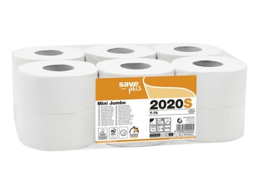 Toiletpapier Celtex Save Mini Jumbo 2-laags wit 150 meter   krimp a 12 rol