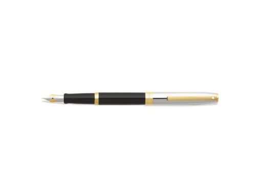 Vulpen SHEAFFER Sagaris E9475 F Glossy black chrome cap     gold trims