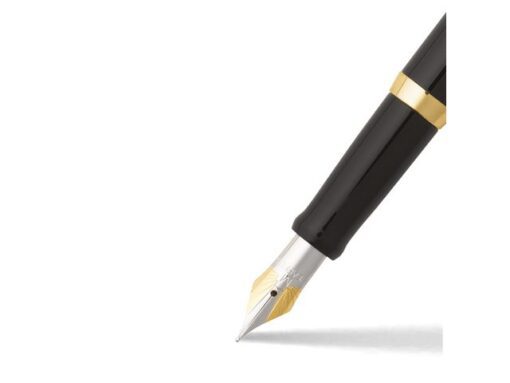 Vulpen SHEAFFER Sagaris E9475 F Glossy black chrome cap     gold trims