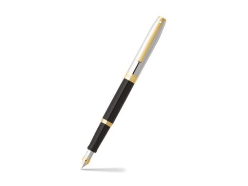 Vulpen SHEAFFER Sagaris E9475 F Glossy black chrome cap     gold trims
