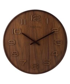 Wandklok NeXtime dia. 35 cm, hout, bruin, 'Wood Wood Medium'