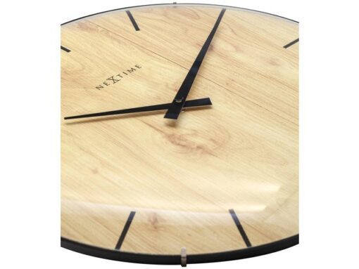 Wandklok Nextime Edge-Wood-Dome dia 35cm kunststof licht    bruin