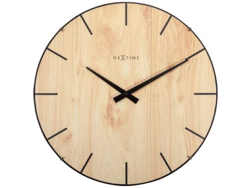 Wandklok Nextime Edge-Wood-Dome dia 35cm kunststof licht    bruin
