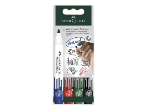 Whiteboardmarkers Faber-Castell set 4 stuks                 zwart,groen,rood,blauw