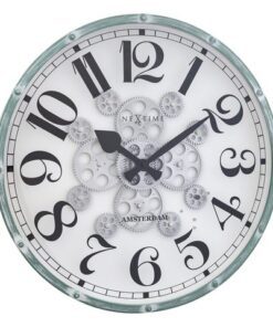 Witte Gear Klok - Grote Wandklok - 50cm - Bewegende         tandwielen - "Henry" - NeXtime