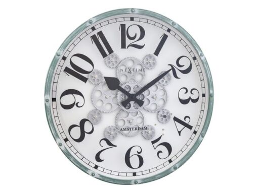 Witte Gear Klok - Grote Wandklok - 50cm - Bewegende         tandwielen - "Henry" - NeXtime