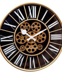 Zwarte Gear Klok - Grote Wandklok - 50cm - Bewegende        tandwielen - "William" - NeXtime