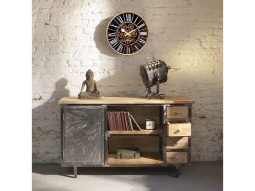 Zwarte Gear Klok - Grote Wandklok - 50cm - Bewegende        tandwielen - "William" - NeXtime