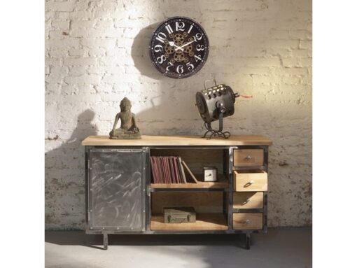 Zwarte Klok - Grote Wandklok - 50cm - Bewegende tandwielen  - "Henry" - NeXtime
