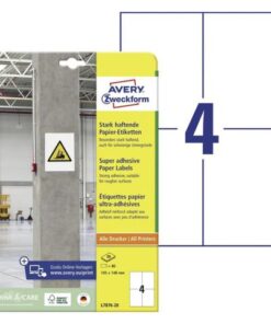 Etiket Avery zelfklevend  105x148mm wit permanent 20 vel 4  etiketten per vel