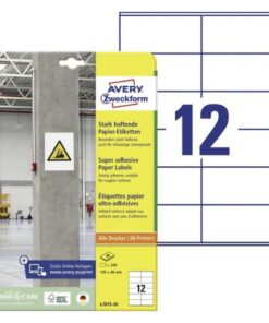 Etiket Avery zelfklevend 105x48mm wit permanent 20 vel 12   etiketten per vel