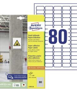 Etiket Avery zelfklevend 35,6x16,9mm wit permanent 20 vel   80 etiketten per vel