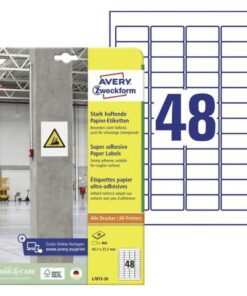 Etiket Avery zelfklevend 45,7x21,2mm wit permanent 20 vel   48 etiketten per vel