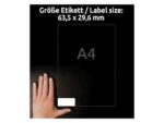 Etiket Avery zelfklevend 63,5x29,6mm wit permanent 20 vel   27 etiketten per vel