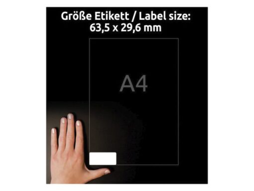 Etiket Avery zelfklevend 63,5x29,6mm wit permanent 20 vel   27 etiketten per vel