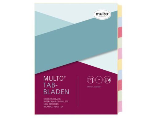 Tabblad Multo A4 23r blanco gerecycled karton 160 grams 10  delig assorti kleuren