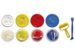 Kinderklei Eberhard Faber basic set 4 bekers á 50gr. Wit,   geel,rood, en blauw met roller en spatel