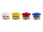 Kinderklei Eberhard Faber basic set 4 bekers á 50gr. Wit,   geel,rood, en blauw met roller en spatel