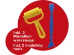 Kinderklei Eberhard Faber basic set 4 bekers á 50gr. Wit,   geel,rood, en blauw met roller en spatel