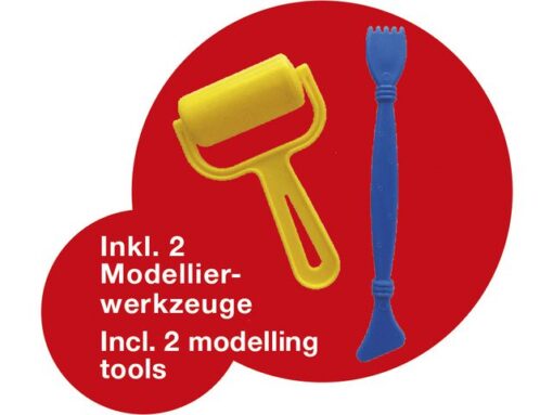 Kinderklei Eberhard Faber basic set 4 bekers á 50gr. Wit,   geel,rood, en blauw met roller en spatel