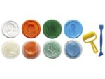 Kinderklei Eberhard Faber basic set 4bekers bekers á 50gr.  Wit, oranje, groen en l.blauw met roller en spatel
