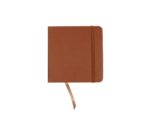 Schetsboek Kangaro 12x12cm cognac PU HC 80 vel 140gr        roomwit met elastiek en lint