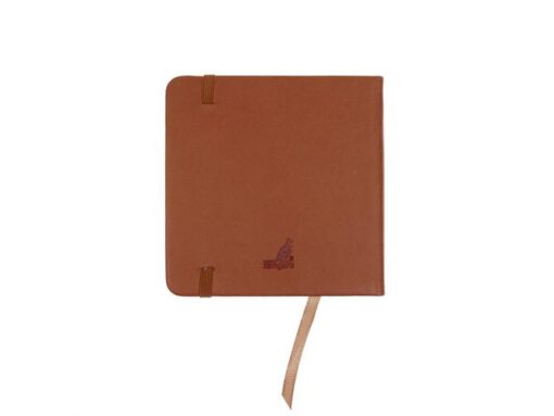 Schetsboek Kangaro 12x12cm cognac PU HC 80 vel 140gr        roomwit met elastiek en lint