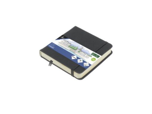 Schetsboek Kangaro 12x12cm cold grey PU HC 80 vel 140gr     roomwit met elastiek en lint