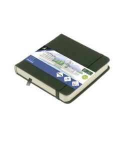 Schetsboek Kangaro 12x12cm forest green PU HC 80 vel 140gr  roomwit met elastiek en lint