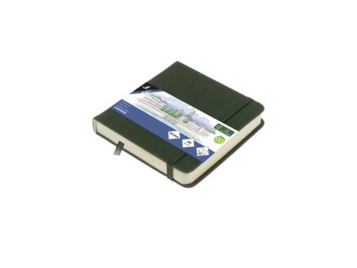 Schetsboek Kangaro 12x12cm forest green PU HC 80 vel 140gr  roomwit met elastiek en lint