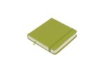 Schetsboek Kangaro 12x12cm lime green PU HC 80 vel 140gr    roomwit met elastiek en lint