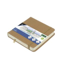 Schetsboek Kangaro 12x12cm taupe PU HC 80 vel 140gr roomwit met elastiek en lint
