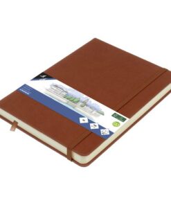 Schetsboek Kangaro A5 cognac PU HC 80 vel 140gr roomwit met elastiek en lint
