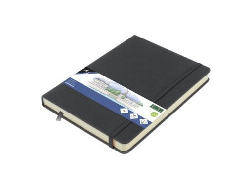 Schetsboek Kangaro A5 cold grey PU HC 80 vel 140gr roomwit  met elastiek en lint