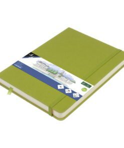 Schetsboek Kangaro A5 lime green PU HC 80 vel 140gr roomwit met elastiek en lint