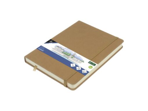 Schetsboek Kangaro A5 taupe PU HC 80 vel 140gr roomwit met  elastiek en lint