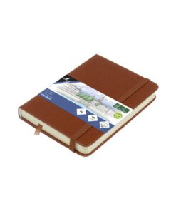 Schetsboek Kangaro A6 cognac PU HC 80 vel 140gr roomwit met elastiek en lint