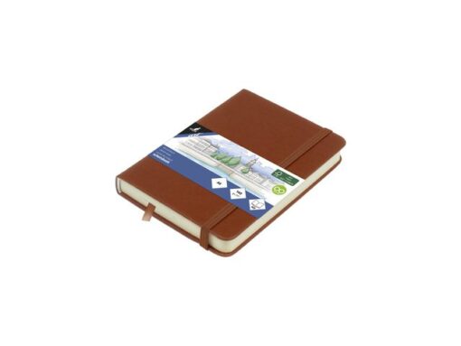 Schetsboek Kangaro A6 cognac PU HC 80 vel 140gr roomwit met elastiek en lint