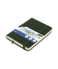 Schetsboek Kangaro A6 forest green PU HC 80 vel 140gr       roomwit met elastiek en lint