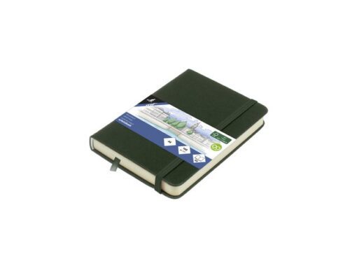 Schetsboek Kangaro A6 forest green PU HC 80 vel 140gr       roomwit met elastiek en lint
